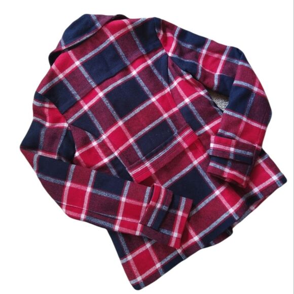 American Eagle Plaid Wool Pea Coat - Picture 2 of 6
